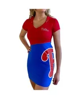 Women's Refried Apparel Red/Royal Chicago Cubs Hoodie Dress