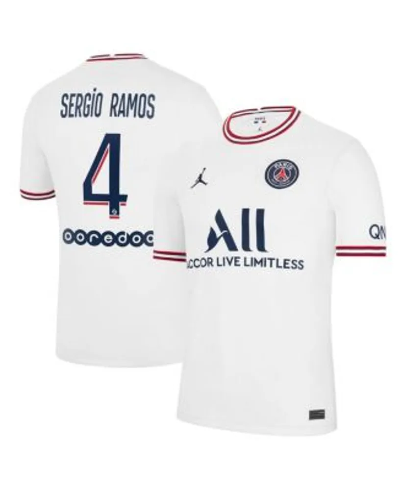Jordan Men's Brand Sergio Ramos White Paris Saint-Germain 2021/22 Fourth  Replica Jersey