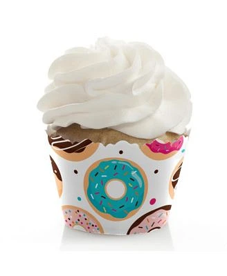 Donut Worry, Let's Party - Doughnut Party Decor - Party Cupcake Wrappers - 12 Ct