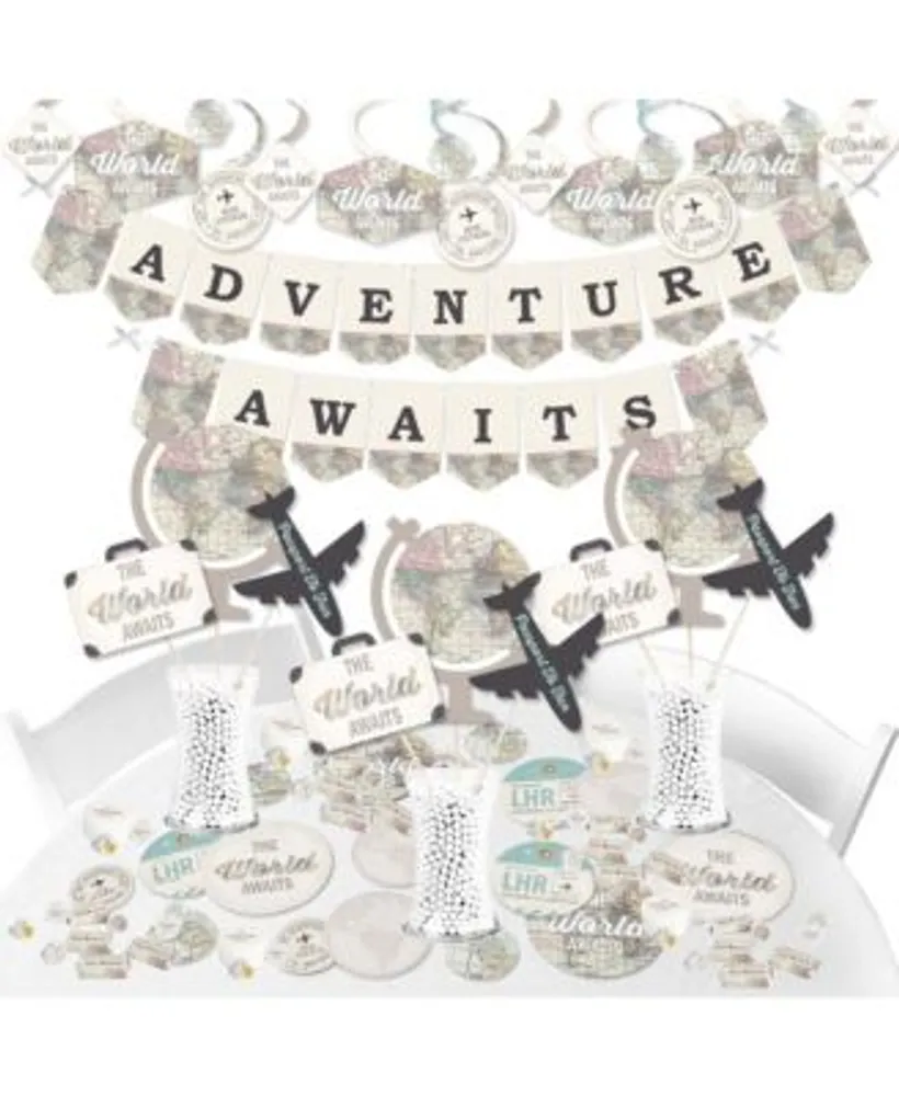 World Awaits - Travel Themed Party Water Bottle Sticker Labels - Set of 20