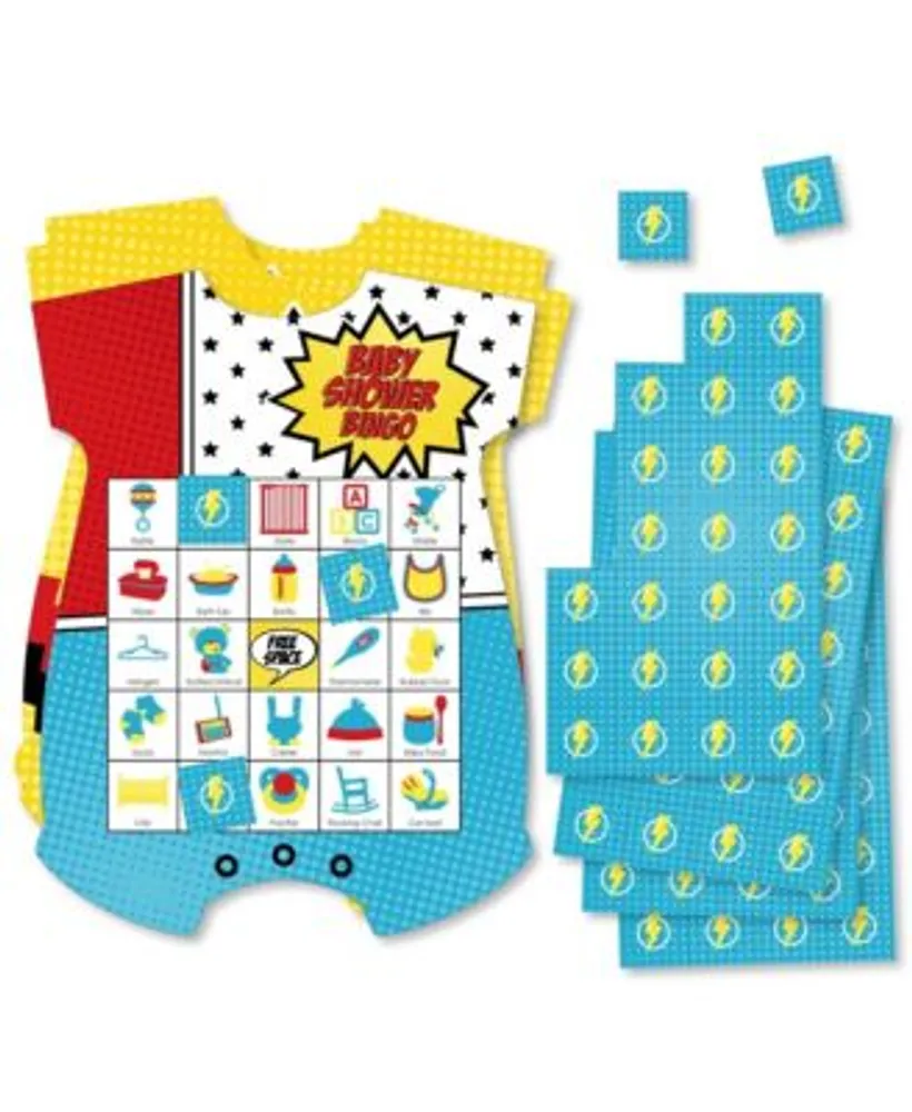 Big Dot of Happiness Baby Boy - Picture Bingo Cards and Markers - Blue Baby  Shower Shaped Bingo Game - Set of 18