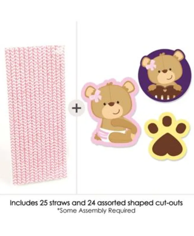 Big Dot of Happiness Koala Cutie - Paper Straw Decor - Bear Birthday Party and Baby Shower Striped Decorative Straws - Set of 24