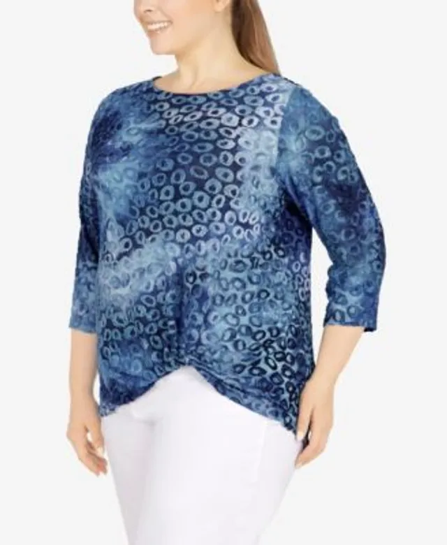 JM Collection Plus Diagonal Chain Jacquard Top, Created for Macy's