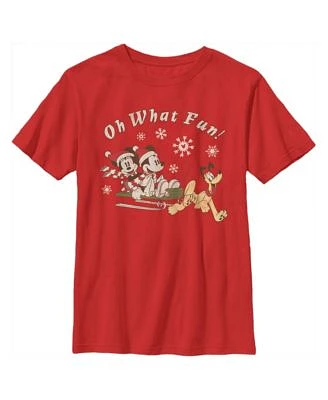 Boy's Mickey & Friends Oh What Fun Sled  Child T-Shirt