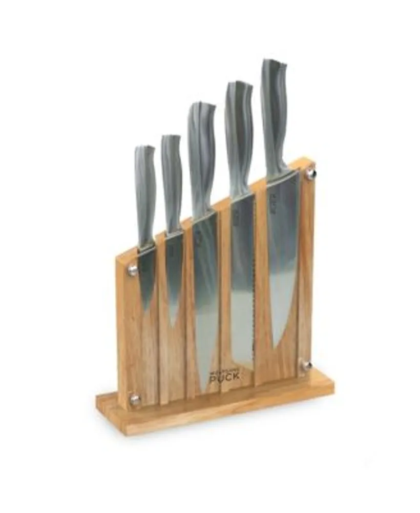 Wolfgang Puck 6-Piece Stainless Steel Knife Set with Knife Block; Carbon  Stainless Steel Blades and Ergonomic Handles; Blonde Wood Block with Acrylic  Safety Shield; Chef Quality Cutlery and Knife Set