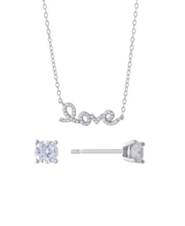 Giani Bernini 2-Pc. Set Cubic Zirconia Pave Heart & Solitaire