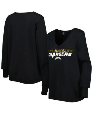 Women's Cuce Black Baltimore Ravens Sequin Logo V-Neck Pullover Sweatshirt Size: Large