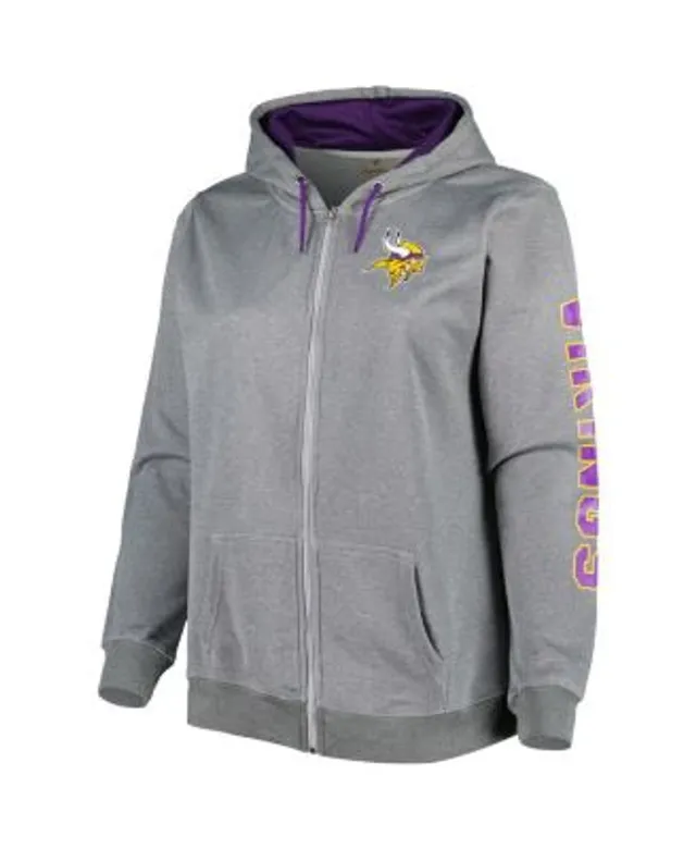 Men's Antigua Black/Heather Gray Minnesota Vikings Victory Colorblock Pullover Hoodie Size: Large