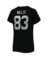 Women's Fanatics Branded Darren Waller Black Las Vegas Raiders Player Icon Name & Number V-Neck T-Shirt