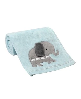 Jungle Fun Blue/Gray Safari Elephant Baby Blanket