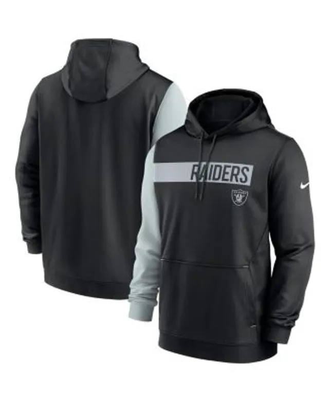 Men's New Era Silver/Black Las Vegas Raiders Colorblock Current Pullover  Hoodie