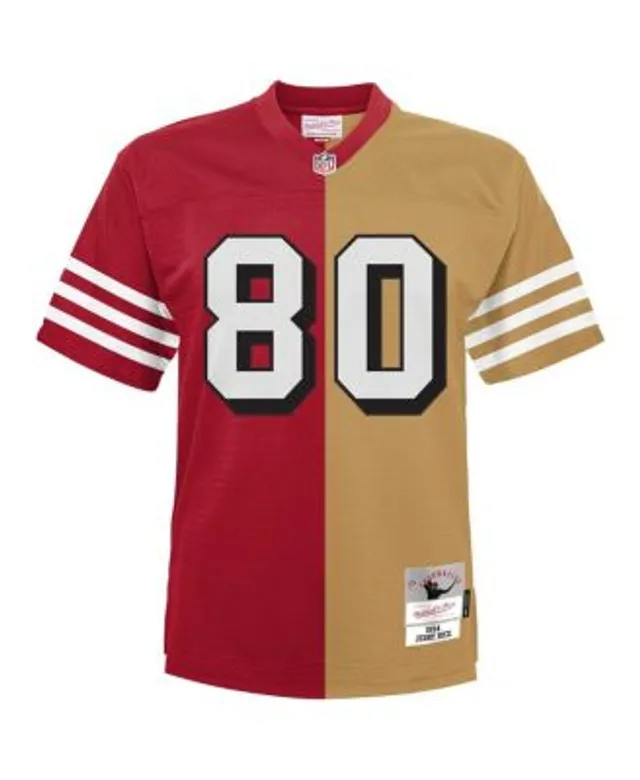 Men's Mitchell & Ness Jerry Rice Scarlet/Gold San Francisco 49ers 1994 Split Legacy Replica Jersey Size: Medium
