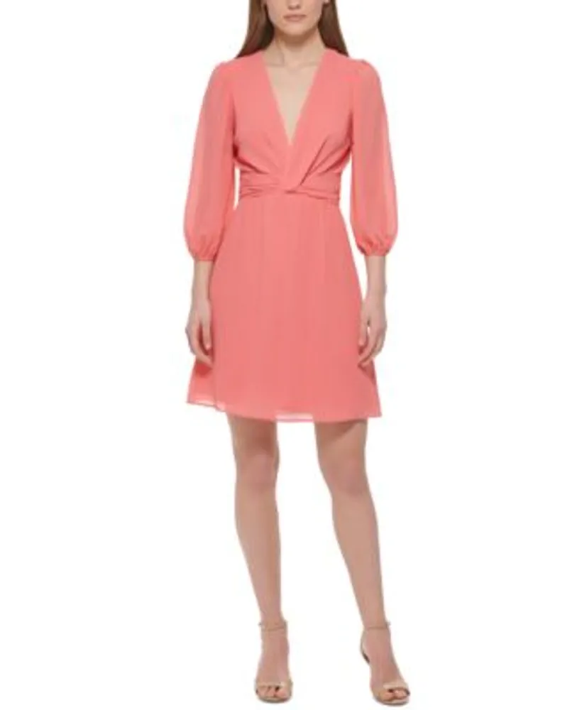 Vince Camuto Tie-Sleeve Chiffon Dress - Macy's