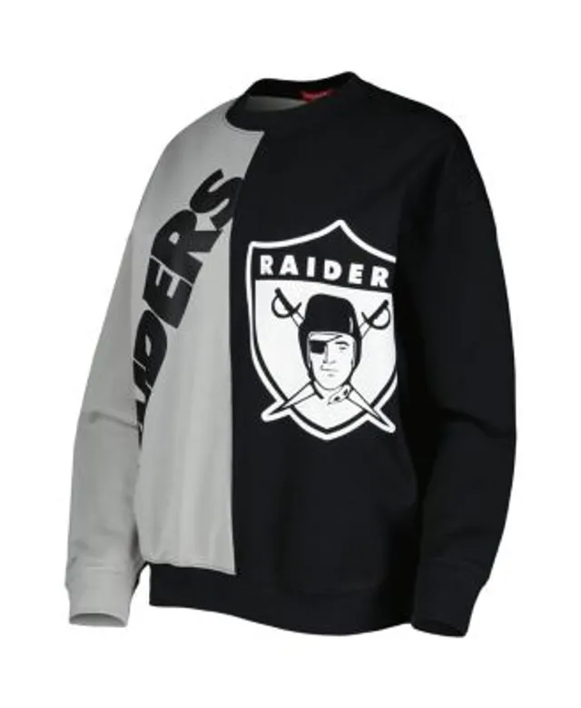 Mitchell & Ness Women's Mitchell And Ness Heathered Silver, Black Las Vegas  Raiders Color Block Pullover Sweatshirt In Silver,black