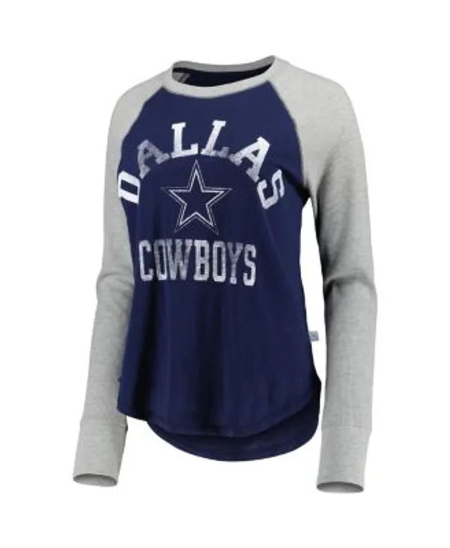 Women's Dallas Cowboys WEAR by Erin Andrews Navy Waffle Henley Long Sleeve  T-Shirt