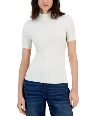 Women's Solid Short Sleeve Turtleneck Sweater