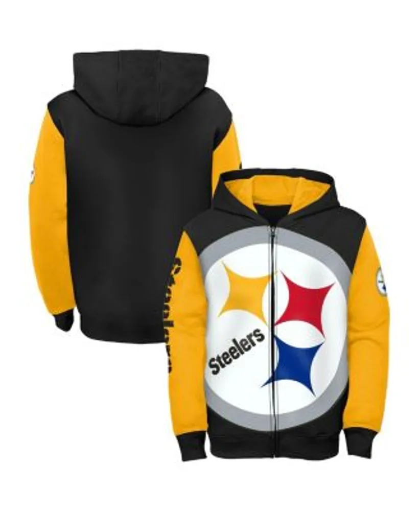 Outerstuff Youth Boys Black, Gold Pittsburgh Steelers Poster Board Full-Zip  Hoodie