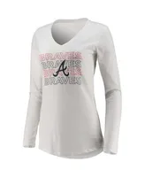 Women's Concepts Sport White/Red Washington Nationals Flagship Long Sleeve  V-Neck T-Shirt & Pants Sleep Set