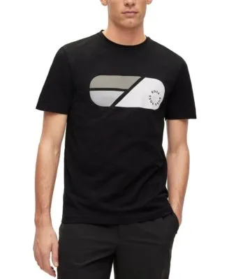 HUGO - Slim-fit stretch-jersey T-shirt with decorative reflective logo