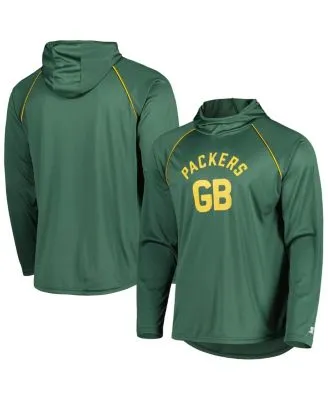 Men's New Era Heathered Green Green Bay Packers Brushed Hoodie T-Shirt