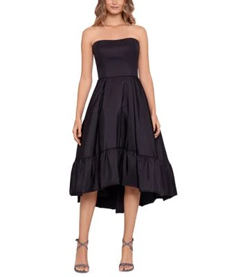 Women's Strapless Taffeta Bubble-Hem Midi Dress