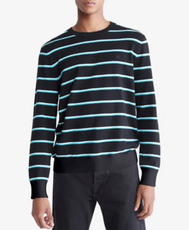 Calvin Klein Supima Cotton Monogram Logo Sweater in Blue for Men