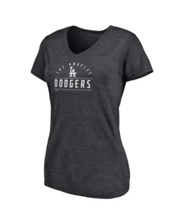 Fanatics Branded Heather Charcoal Los Angeles Dodgers League Leader V-Neck T-Shirt