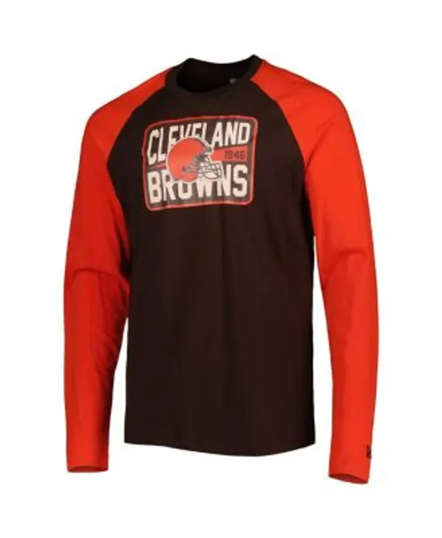 Men's Nike Orange/Brown Cleveland Browns Throwback Raglan Long Sleeve T-Shirt Size: Small