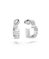 Swarovski Crystal Heart Large Matrix Hoop Earrings - Silver