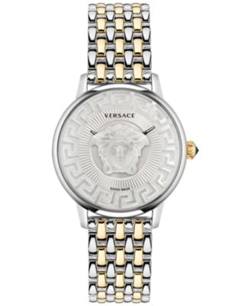 Versace Women's Swiss V Circle Logomania Edition Gold-Tone Stainless Steel  Bracelet Watch 38mm - Macy's