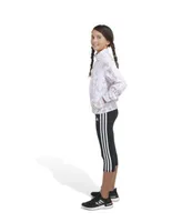 Adidas Big Girls Long Sleeves All Over Print 3-Stripes Tricot Jacket