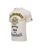 Men's Pro Standard Cream New York Mets Cooperstown Collection Old English T-Shirt Size: Large