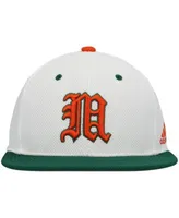 Men's adidas White/Pink Miami Hurricanes On-Field Baseball Fitted Hat