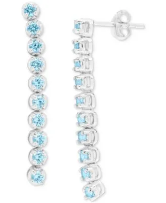 Lab-Created Aquamarine Linear Drop Earrings (1-1/5 ct. t.w.) in Sterling Silver
