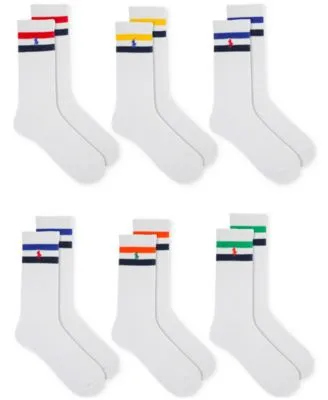 Men's Varsity Stripe Crew Socks, 6-Pack