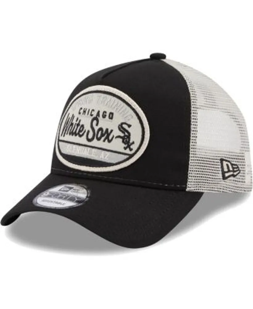 New Era Men's Black Chicago White Sox 2023 Spring Training Patch A-Frame  Trucker 9FORTY Snapback Hat