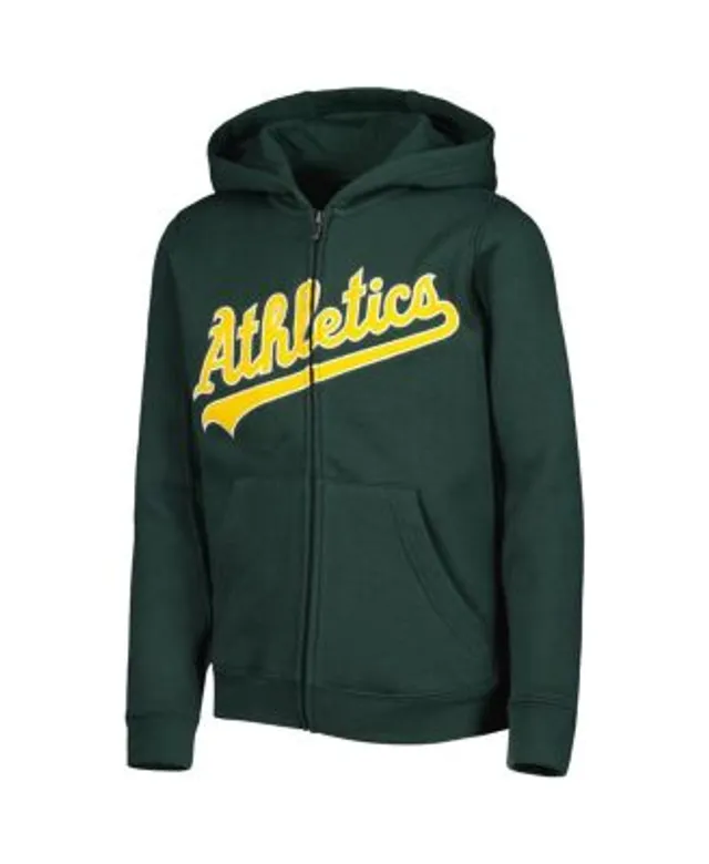 Youth Green Oakland Athletics Team Color Wordmark Full-Zip Hoodie