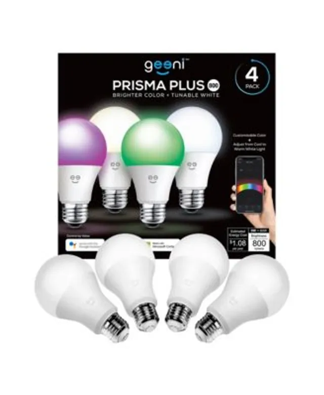 Geeni Prisma Plus 800 Wi-Fi LED Smart Light Bulb (4-Pack), 2700-6500K  Tunable White, Dimmable, A19 60W, No Hub Required, Light Bulb Compatible  with Alexa, Google Assistant | The Shops at Willow Bend