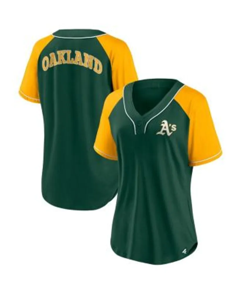 Fanatics Women's Branded Green Oakland Athletics Ultimate Style Raglan  V-Neck T-shirt