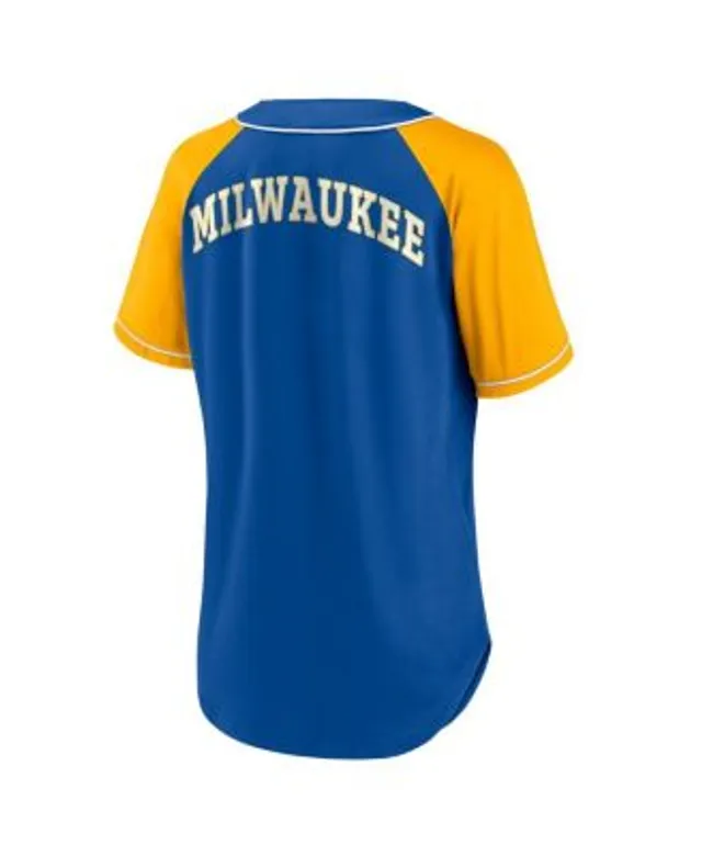 Lids Milwaukee Brewers Fanatics Branded Women's Bunt Raglan V-Neck