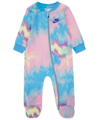 Baby Girls Futura Tye Dye Printed Zip Up Footed Coverall