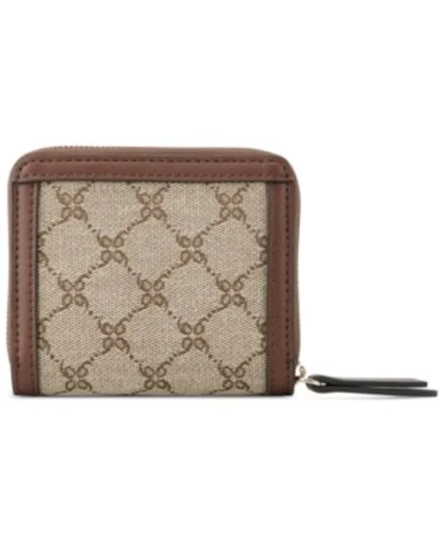 Nine West Linnette Zip Around Wristlet Wallet - Brown/Black Logo