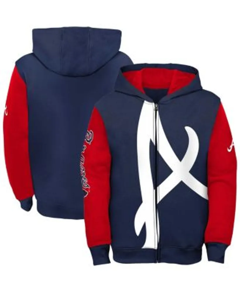 Atlanta Braves Youth Wordmark Full-Zip Fleece Hoodie - Navy