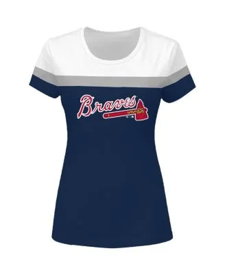 New Era Women's Navy Atlanta Braves Tie-Dye Cropped Long Sleeve T-shirt