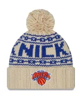 Women's Brooklyn Nets New Era Cream Sport Cuffed Knit Hat with Pom