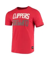 New Era Men's Red LA Clippers Brushed Jersey Wordmark Reflection Applique T- shirt