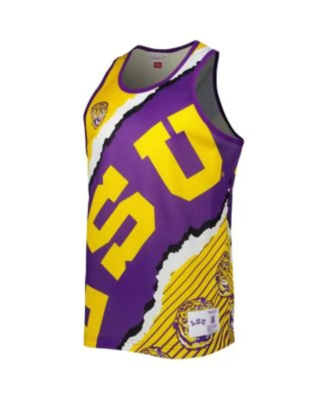 Men's Mitchell & Ness Shaquille O'Neal Purple/Gold LSU Tigers Big & Tall  Player Tie-Dye Jersey 