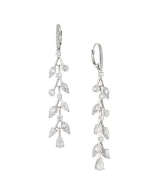 Giani Bernini Created Green Quartz and Cubic Zirconia Linear Drop Earrings