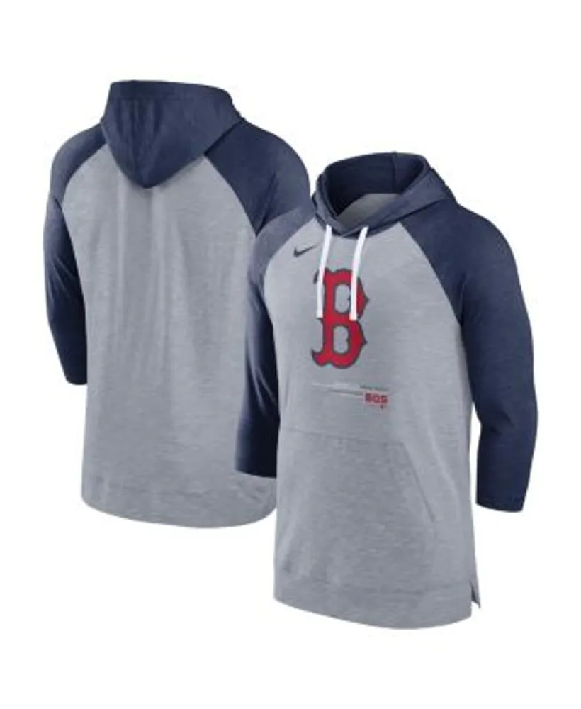 Youth Stitches Heathered Navy Boston Red Sox Raglan Short Sleeve Pullover  Hoodie 