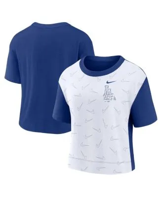 Youth White/Royal Los Angeles Dodgers Pinstripe Raglan V-Neck T-Shirt